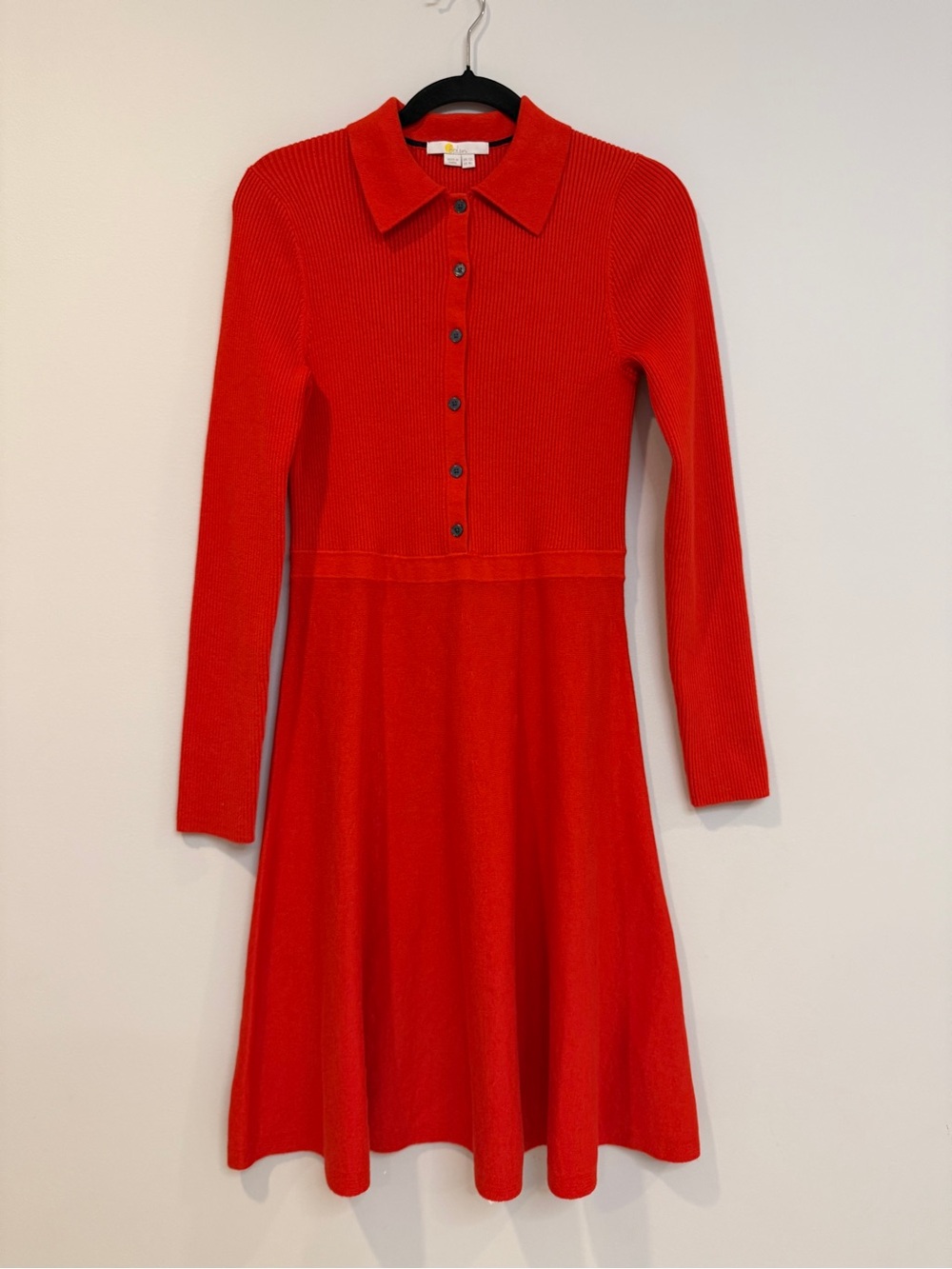 Boden Red Knee Length Knit Dress Cotton Wool Blend US 8L